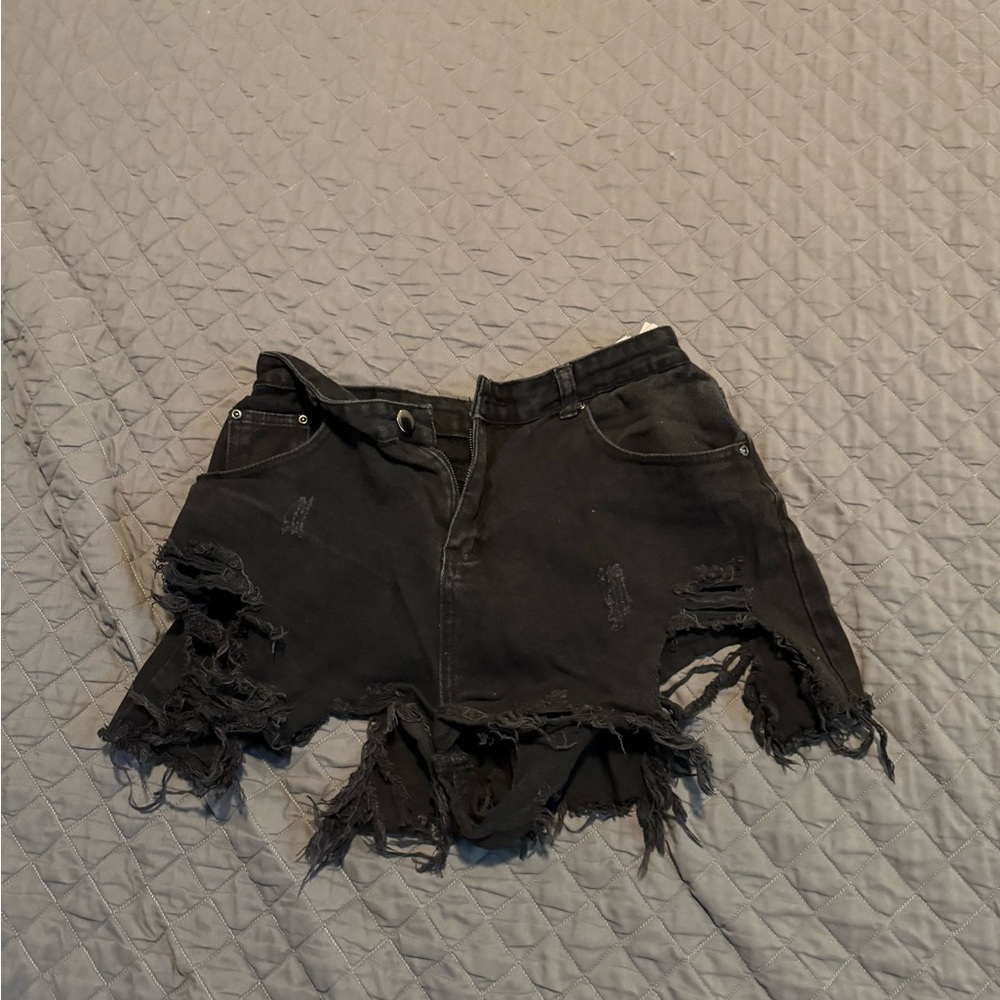 Womens Black Shorts Ripped size 12